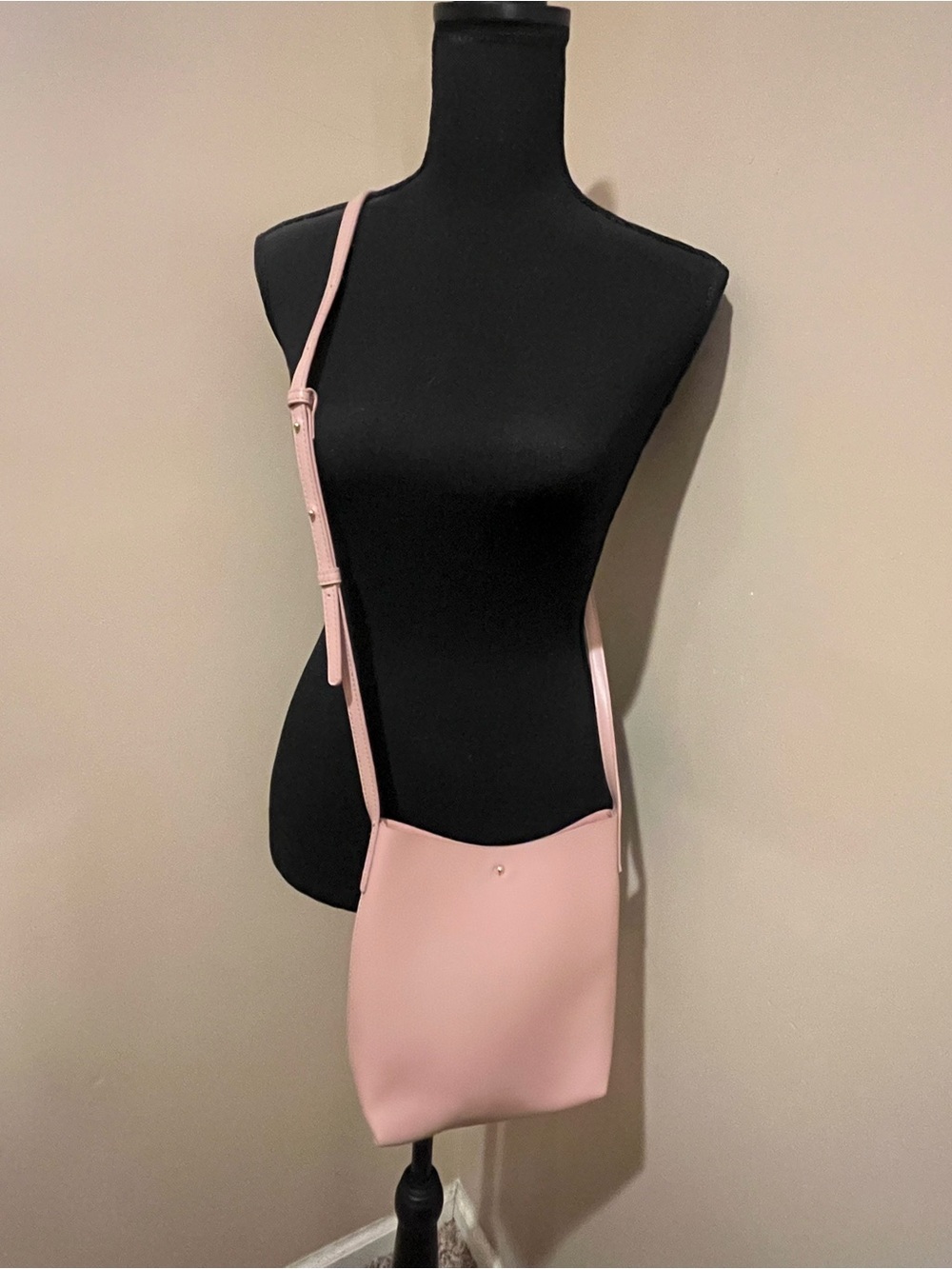 Crossbody/ Shoulder Bucket Bag in Blush Pink